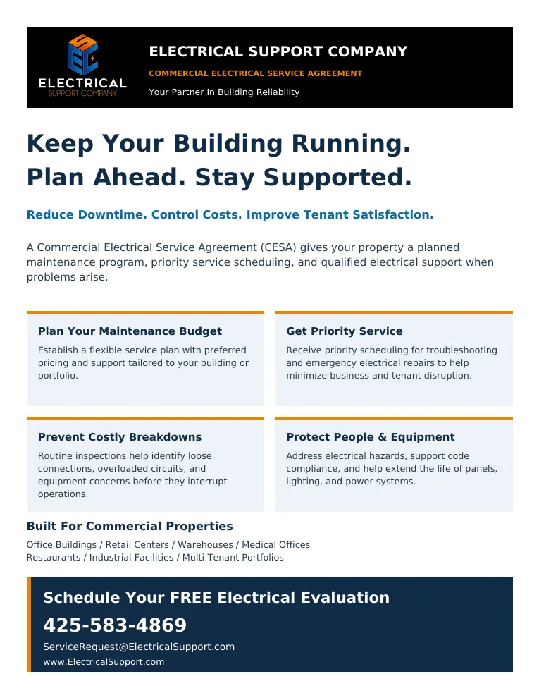 Preview of the Commercial Electrical Service Agreement brochure